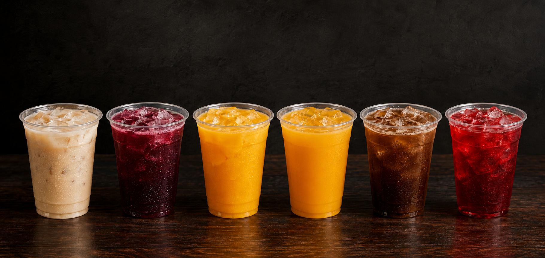 Six Papi’s house drinks: horchata, chicha morada, mango, smooth passionfruit, tamarind and hibiscus Jamaica